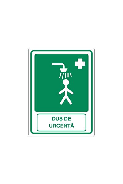 PAS Indicator „Duș de urgență”, placa PVC rigid 4 mm, 30 x 40 cm, Alb