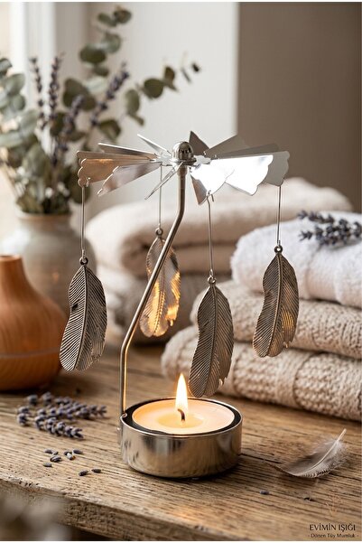 PRİME HOME Isıyla Dönen Tüy Figürlü Metal Mumluk - Tealight Şamdan & Dekorati...