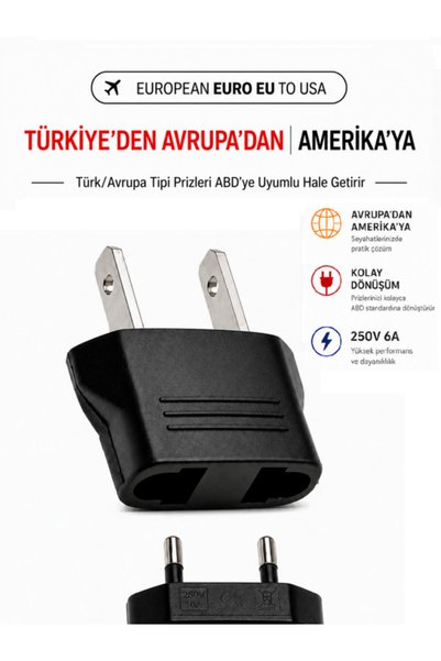 Vwin Türk/Avrupa Tipi Prizi Amerikan Tipine Çevirici Dönüştürücü Priz Euro EU...