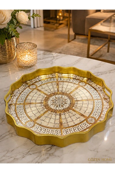 GZNDEKOR Gold İhtişam Serisi Dekoratif Tepsi