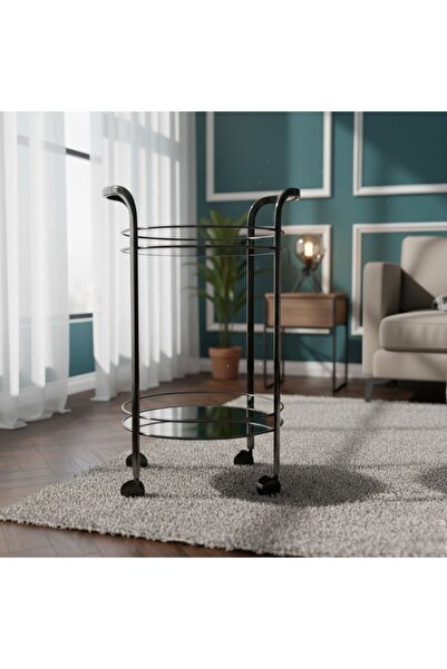 Al Hadaya Mall Stainless steel and glass serving cart, 2 shelves, 79x42x42 cm...