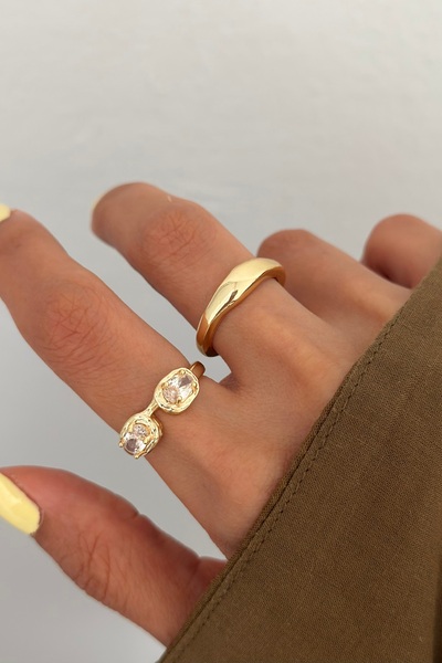 Lavian Accessories 2’li Fari Gold Yüzük Seti