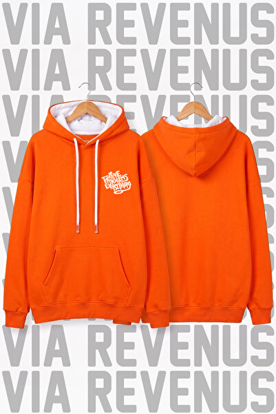 Vordevia Love Transforms Everything Printed Unisex Orange Wide Fit Hoodie Swe...