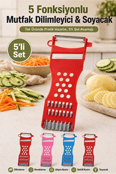 Monteor 5-Function Vegetable Fruit Slicer Peeler Grater Julienne Cutter Set of 5