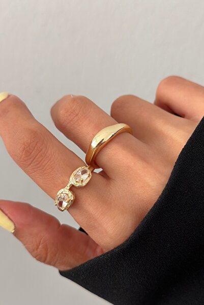 Lavian Accessories 2’li Fari Gold Yüzük Seti