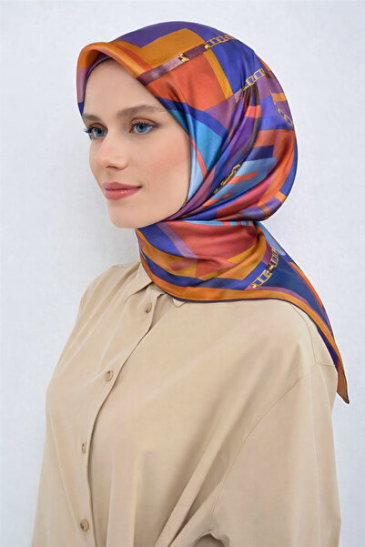 Armine Tivil Pure Silk Scarf 9521 - 54 Orange Turquoise Tie-Dye Pattern