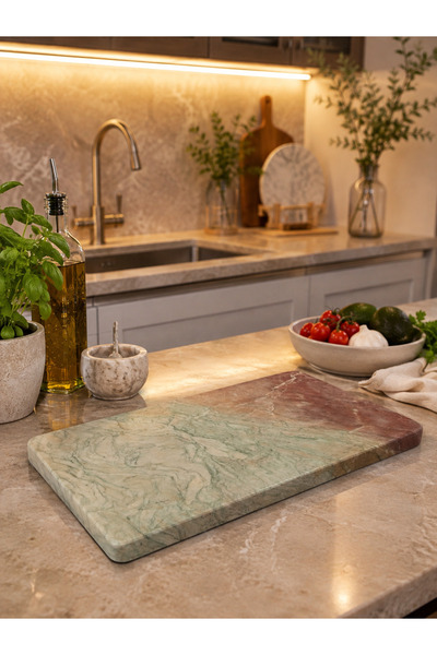 Zeybek Marble Marble Cutting Board Natural Stone |   Green & Powdered Veined ...