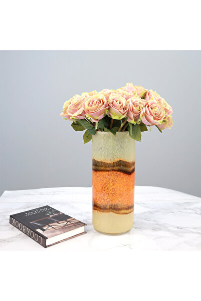 Al Hadaya Mall Luxury Colored Glass Flower Vase - Colored - 12x12x28 cm