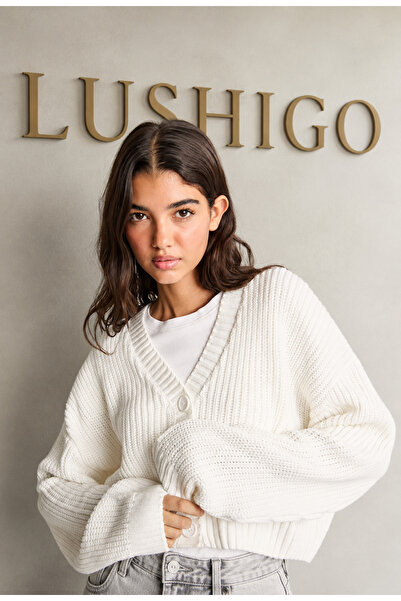LUSHİGO Regular Fit V-Neck Thessaloniki Knitwear Cardigan Md03782