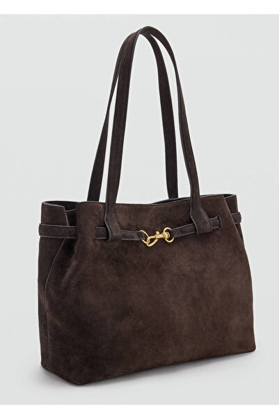 MANGO Woman Toka detaylı süet shopper çanta