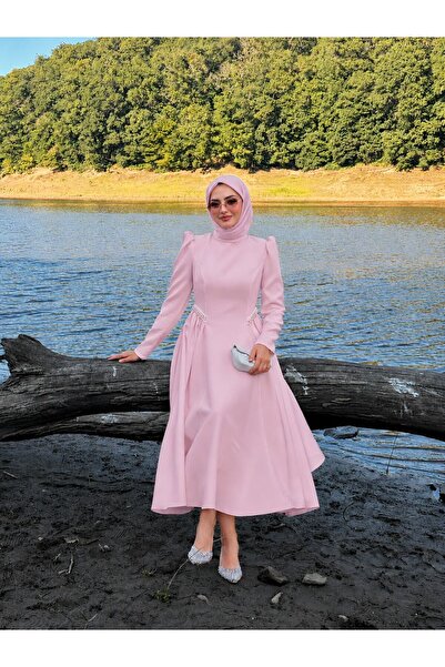 Zehra couture Pera Yandan Boncuklu Elbise