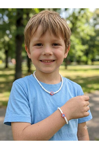REN AKSESUAR Captain America Children's Bracelet and Necklace Set