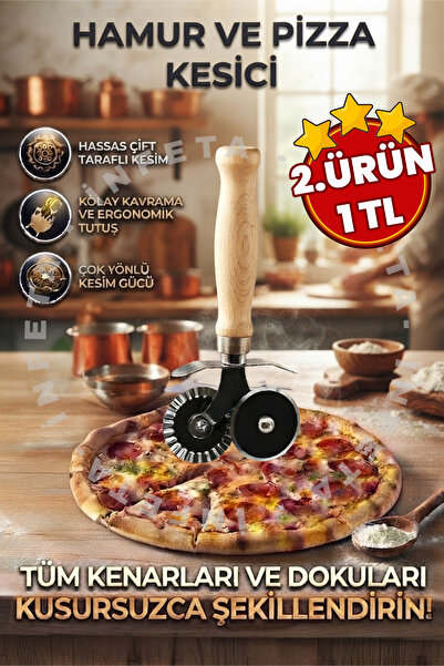 İnfeta سكين تقطيع العجين والبيتزا والمعجنات برأسين مزدوجين 3.5×2=7 سم ومقبض 1...