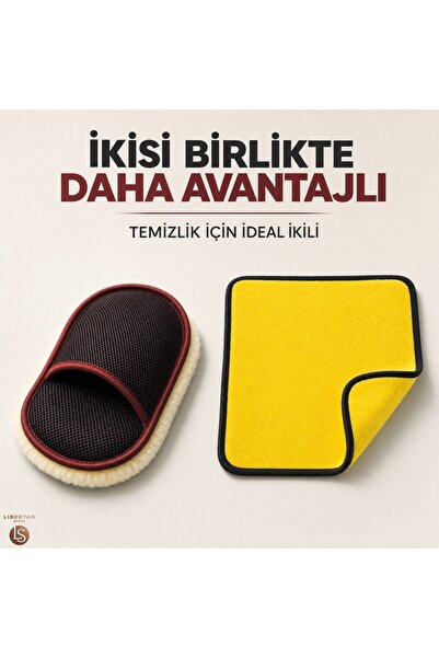 2'li Profesyonel Araç Bakım Seti – Çizilme Önleyici Oto Yıkama Eldiveni + Mikrofiber Kurulama Bezi