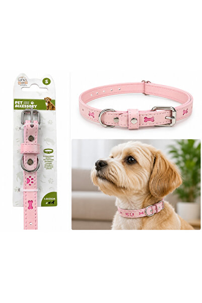 t camp Pet Adjustable Pink Dog Collar Size S 1.5 X 35 cm – Paw and Bone Pattern