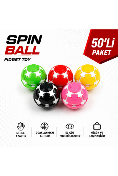 Genel Markalar Spin Ball 50'li Toplu Paket Dönen Stres Topu Fidget Oyuncak
