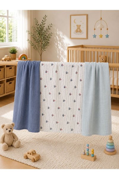 Zümra Baby Multi-Purpose Muslin Blanket Set of 3, Muslin Newborn Baby Blanket...