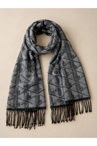 EveryScarf Large Geometric Jacquard Patterned Winter Scarf Shawl 70X180 cm