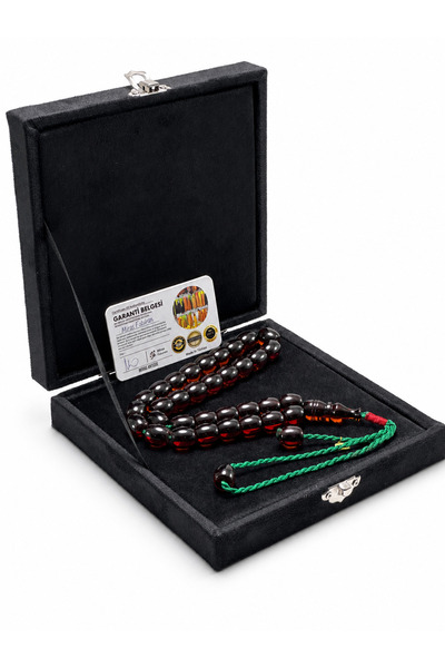 Deniz Elmasları Sertifikalı Miras Faturan İmzalı Sıkma Kehribar Tesbih 14x13 mm Oval Kesim Usta İşçilikli Kadife Kutulu Özel Tesbih