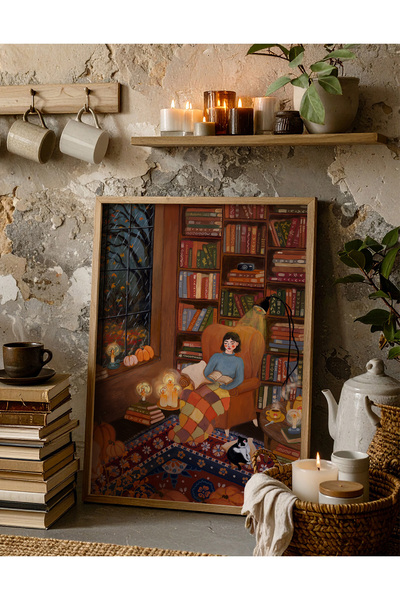 Creatick Design İskandinav Sonbahar Temalı Ahşap Çerçeveli Tablo - Balkabağı ...