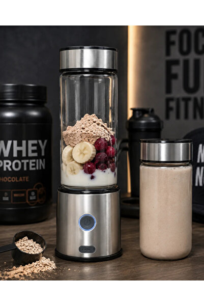 Çift Hazneli Cam Blender USB Şarjlı Smoothie ve Buz Kırıcı Blender