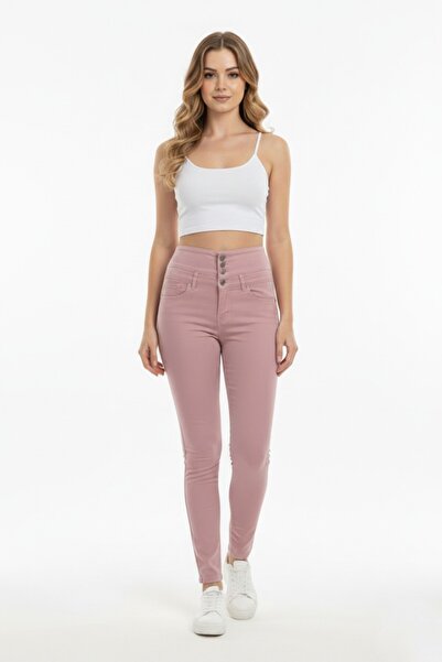 BAGLAN Pantaloni de damă din pânză cu talie înaltă 01575 BGL-ST05670