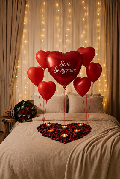 BalonArt Kalpli Balon Mum Romantik Yemek Süsü Sevgililer Günü Doğum Günü Yıl ...