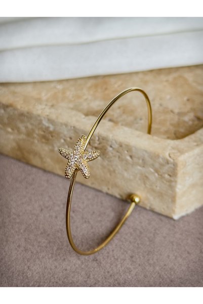 Dore Collection Star Detailed Steel Crispy Bracelet