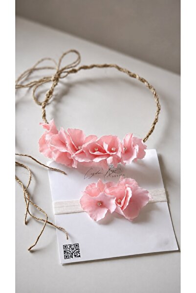 çiğdem kaya design Mother Baby Maternity Crown Set with Red Hydrangeas, Pregn...