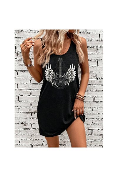 OEM Rochie mini casual minimalistă pentru femei, cu guler rotund, fără mâneci...