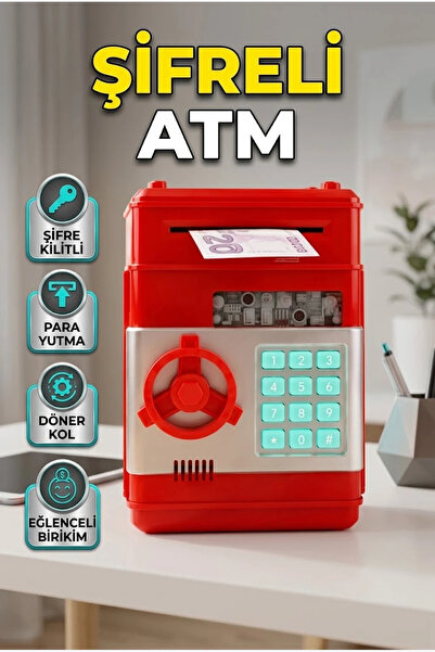canrodi Red Password-Protected Atm Safe Appearance Money-Sucking Piggy Bank