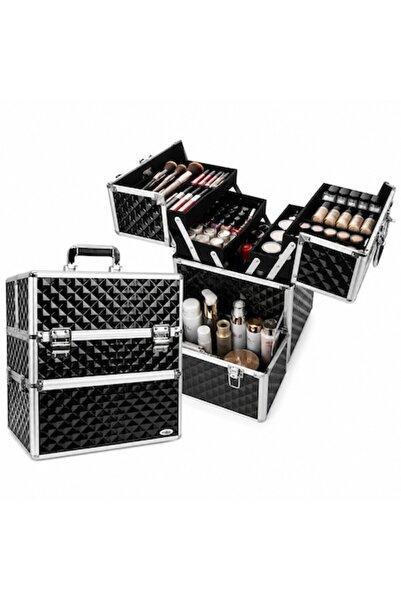 Soulima XL Cosmetic Bag, 3D Foldable Organizer with Shelves and Key Lock, 42....