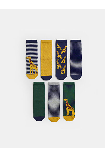 LC Waikiki Rmz Gi̇yi̇m Farkiyla Embroidered Boys' Socks 7-Pack