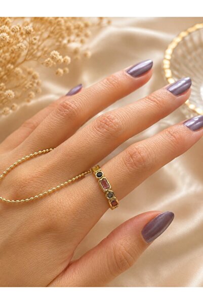 nunu takı Colored Stone Gold Ring