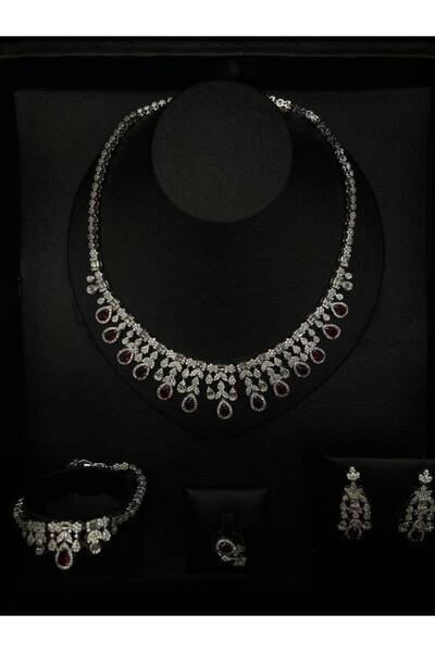 Merlina A Set of Accessories Adorned with Shiny Red Rhinestones That Add Bold...
