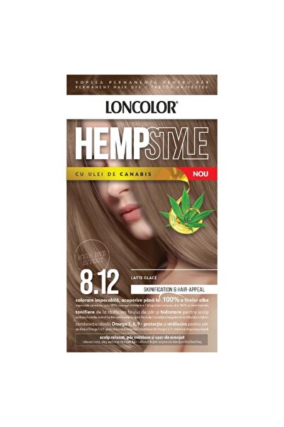 Loncolor Set 2 x Vopsea Permanenta pentru Par HempStyle, 8.12 Latte Glace, 10...
