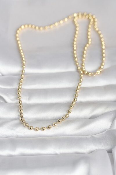 ForWhat 60cm Golden Brass Ball Chain Women's Necklace for Elegant Necks