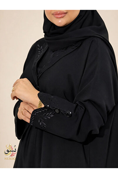 nosouq Abaya Jazi |   Culotte with Back Pleats and Embroidered Collar and Sleeves