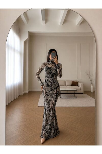Sindimoda Hannah Baskılı Tül Elbise 56634