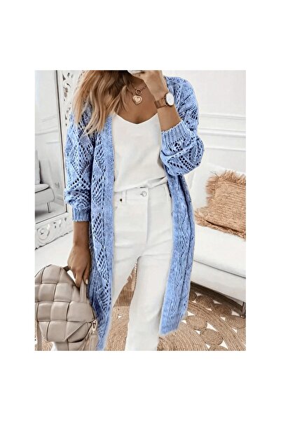 OEM Cardigan tricotat cu mânecă lungă, casual, culoare solidă, cu scobituri, ...