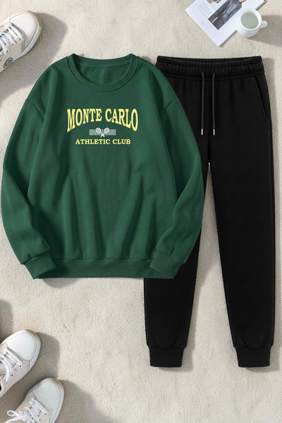 uyguntarz Unisex Monte Carlo Design Printed Crew Neck Sweatshirt - 2-Piece Tr...