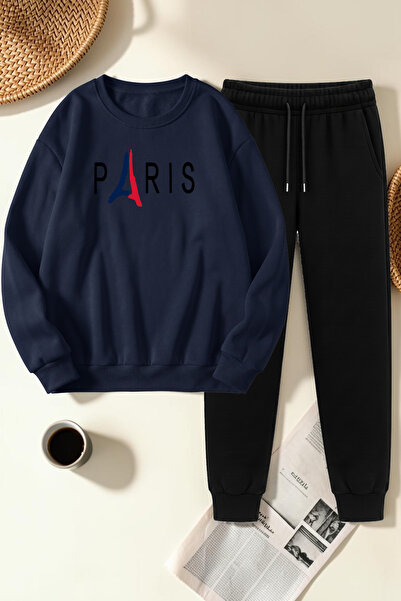 uyguntarz Unisex Design Printed Crew Neck Sweatshirt - 2-Piece Tracksuit Set