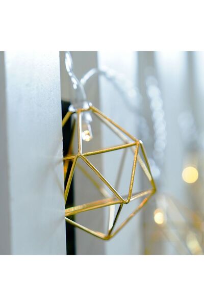 Danube Home Geometric Hexagon Copper Fairy Lights-4.7M, Festive Light Chain For Balcony And Home Decor