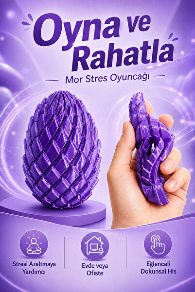 JASPER Mor Fidget Rahatlatıcı Oyuncak, Ejderha Yumurtası Şeklinde, Açılır ve ...
