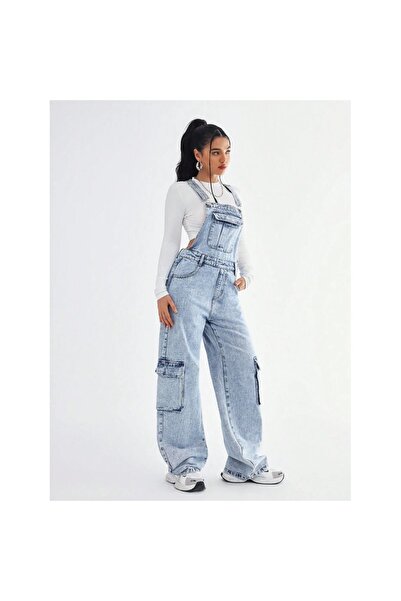 OEM Salopetă din denim cu buzunare largi pentru fete de 13 ani