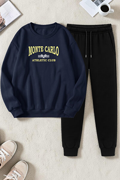 uyguntarz Unisex Monte Carlo Design Printed Crew Neck Sweatshirt - 2-Piece Tr...