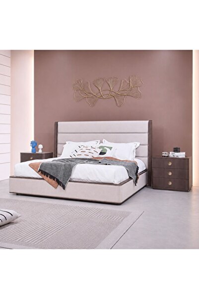 Danube Home Jacksonville 200x200 Upholsterd Super King Bed Beige/Brown