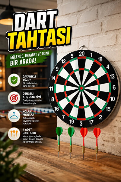 canrodi 12 Inch Wooden Dart Board Set – with 4 Metal Tip Darts