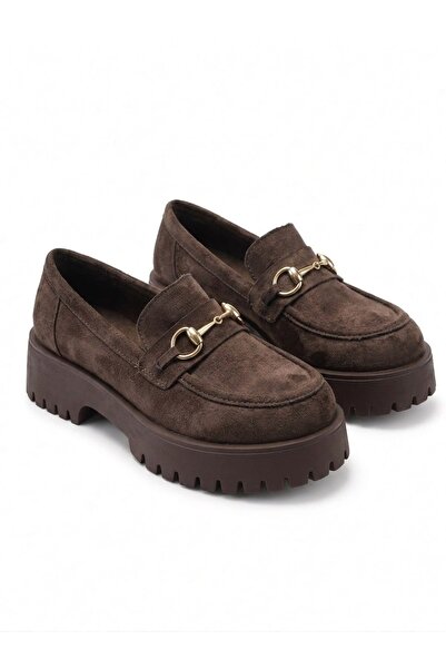 McDark Women's Buckle-Strap Light Sole Casual Loafer Shoes - Brown Suede