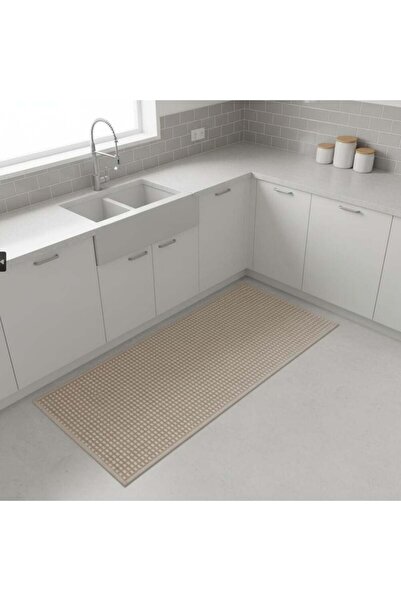 Danube Home Tiko Chenille Woven Fabric Rubber Kitchen/Area Mat 45x120Cm Light...